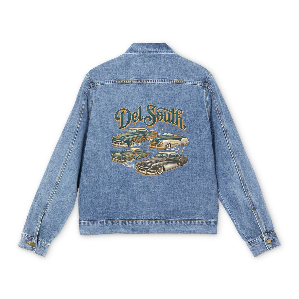 Men's Vintage Car Denim Jacket — 'Del South' Retro Classic Auto Graphic