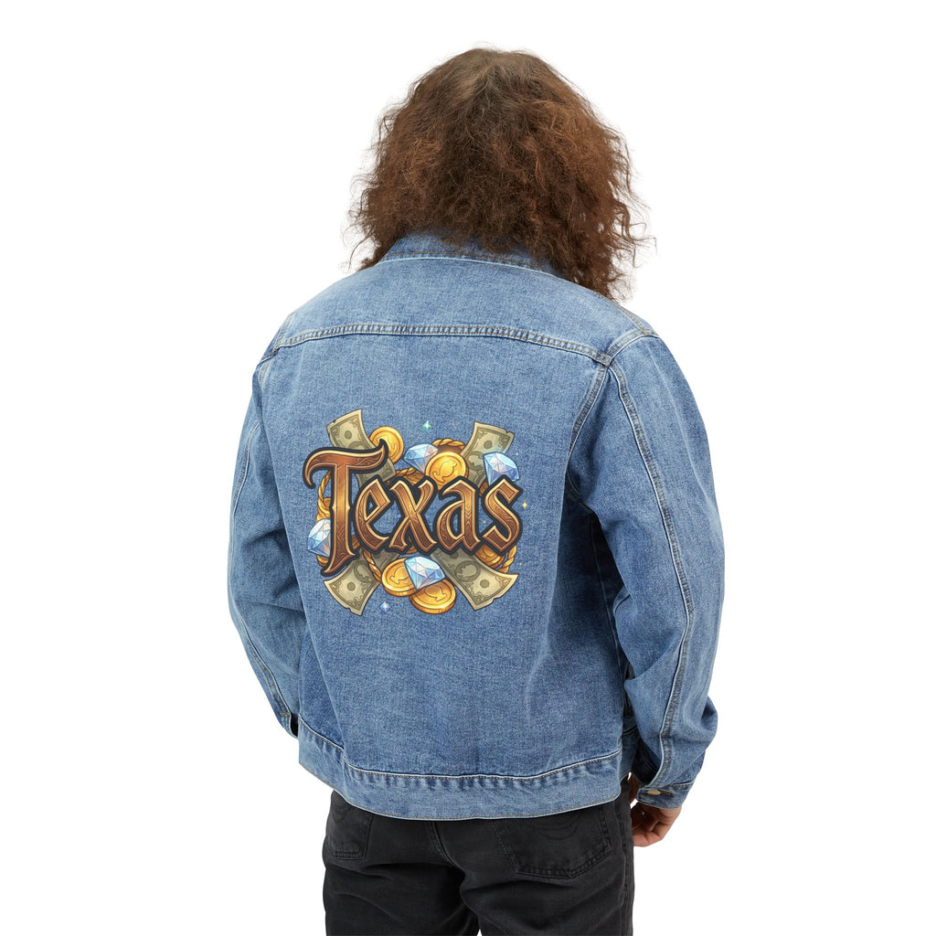 Texas Graphic Denim Jacket — Money & Gold Logo Back Print