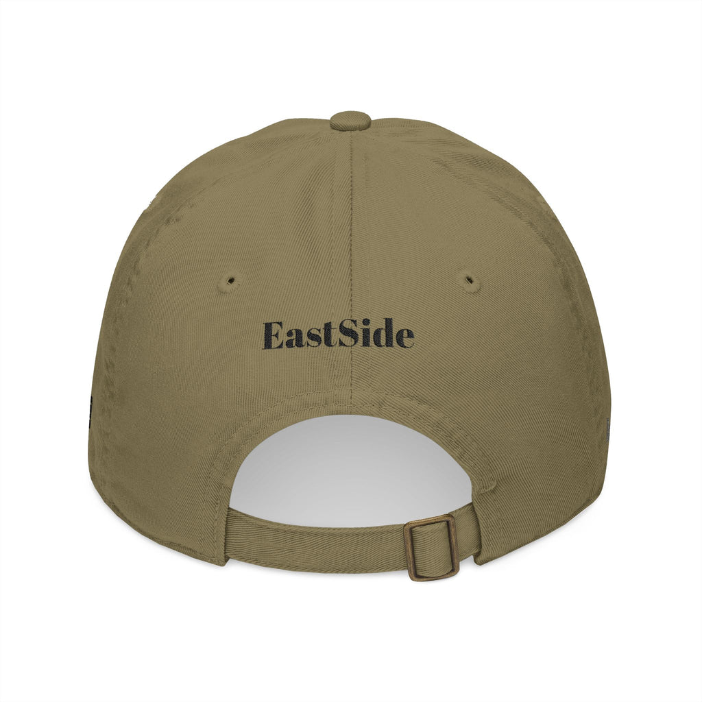 Organic Embroidered Baseball Cap – 'RENEGE' Arrow Design, EastSide Back Stamp