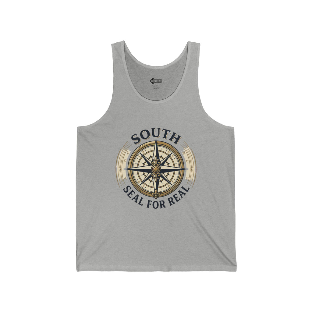 South Compass Tank Top — "South Seal For Real" Nautical Compass Graphic Tank