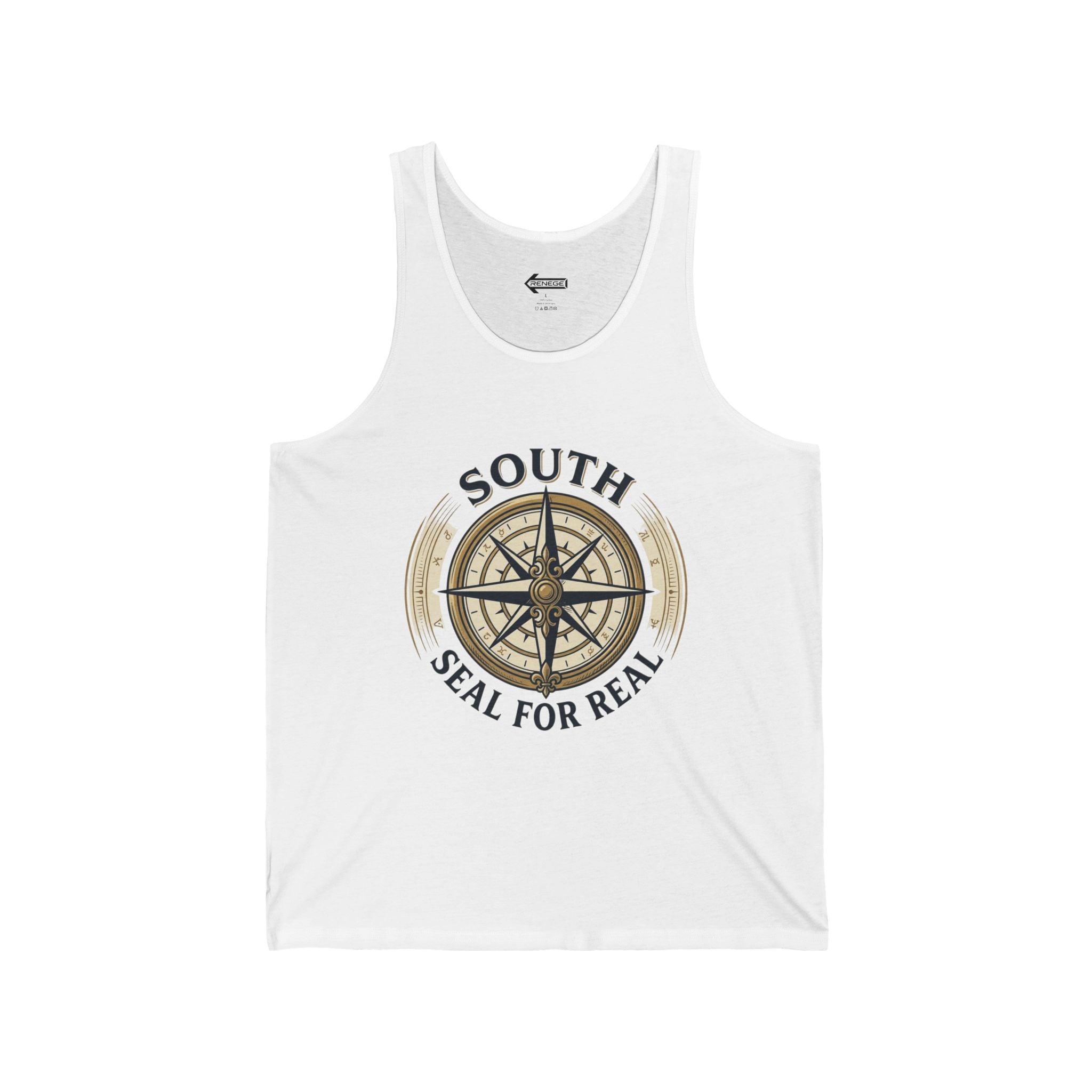 South Compass Tank Top — "South Seal For Real" Nautical Compass Graphic Tank