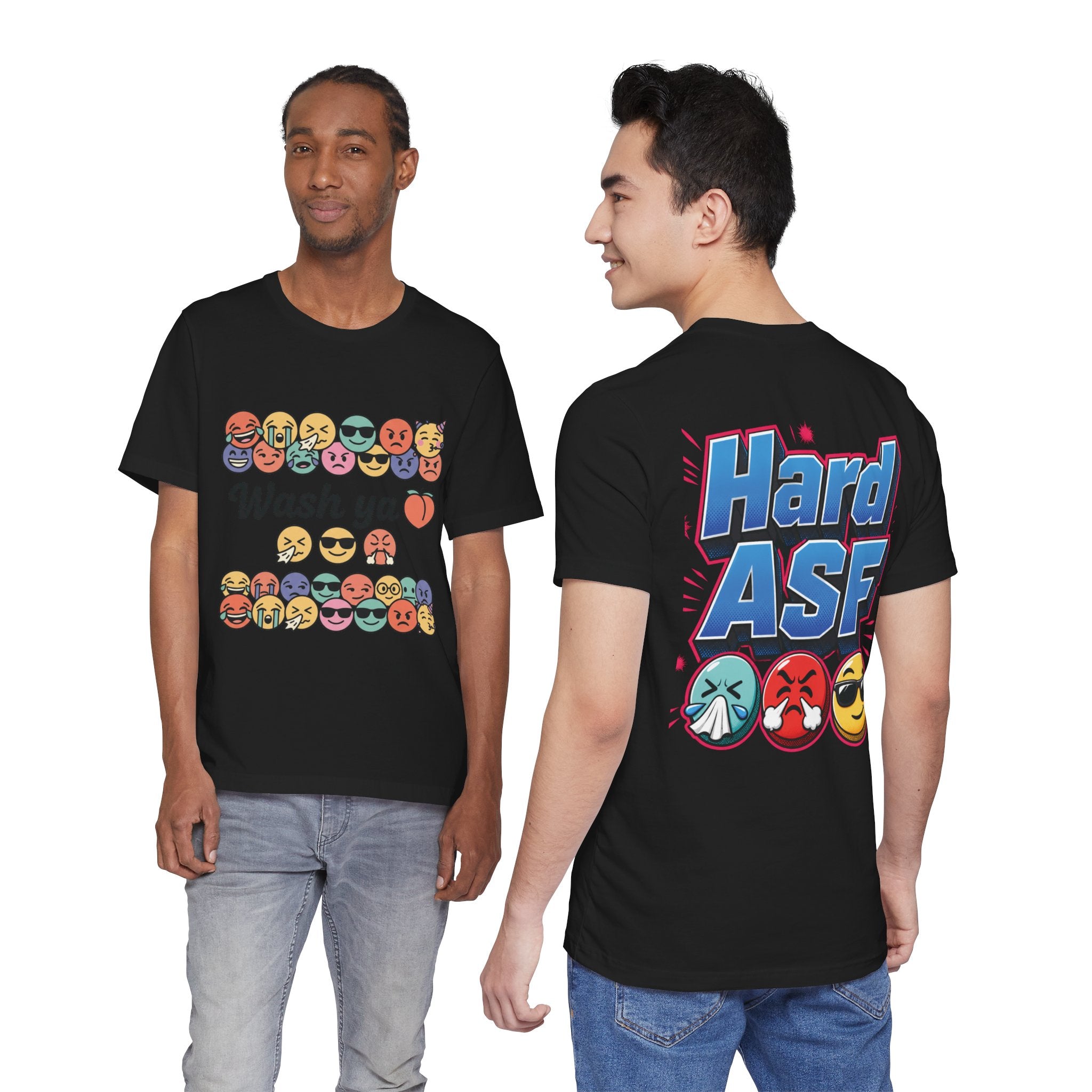 Wash Ya / Hard ASF Emoji Graphic Tee — Funny Emoji Face T-Shirt