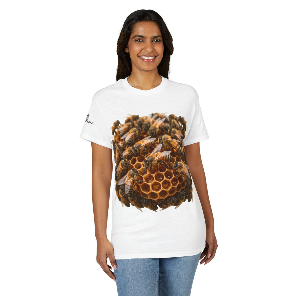 Beehive Honeycomb T-Shirt — Realistic Bee Cluster Graphic Tee