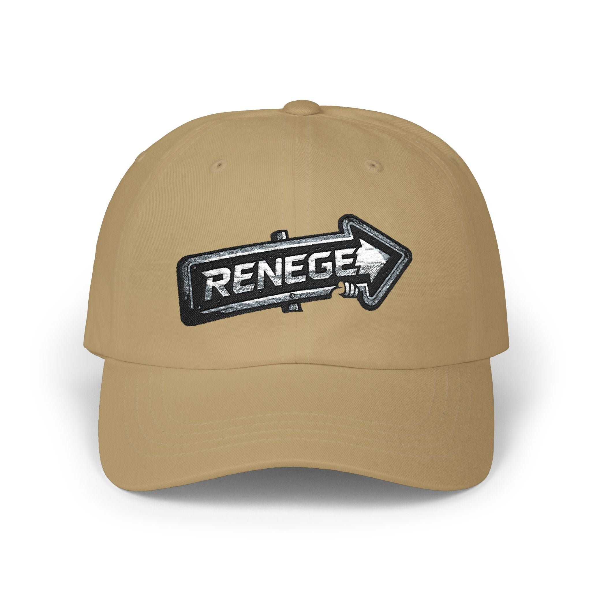 Renegé Arrow Dad Cap — Embroidered White Baseball Hat