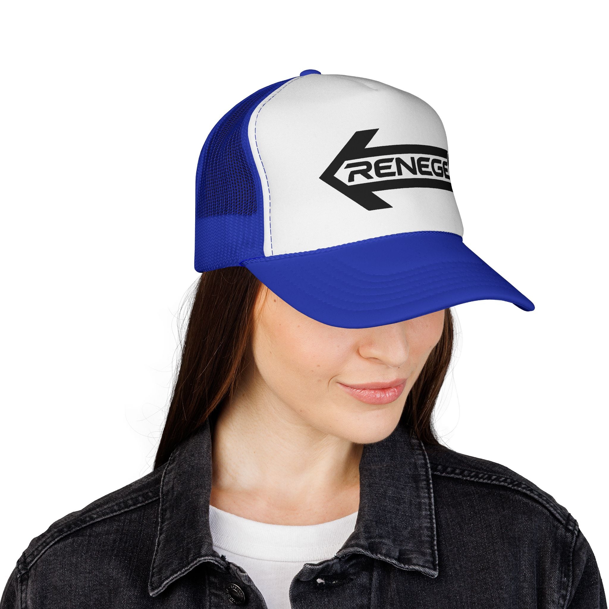 Renegade Arrow Trucker Hat — Retro Bold Logo Mesh Cap