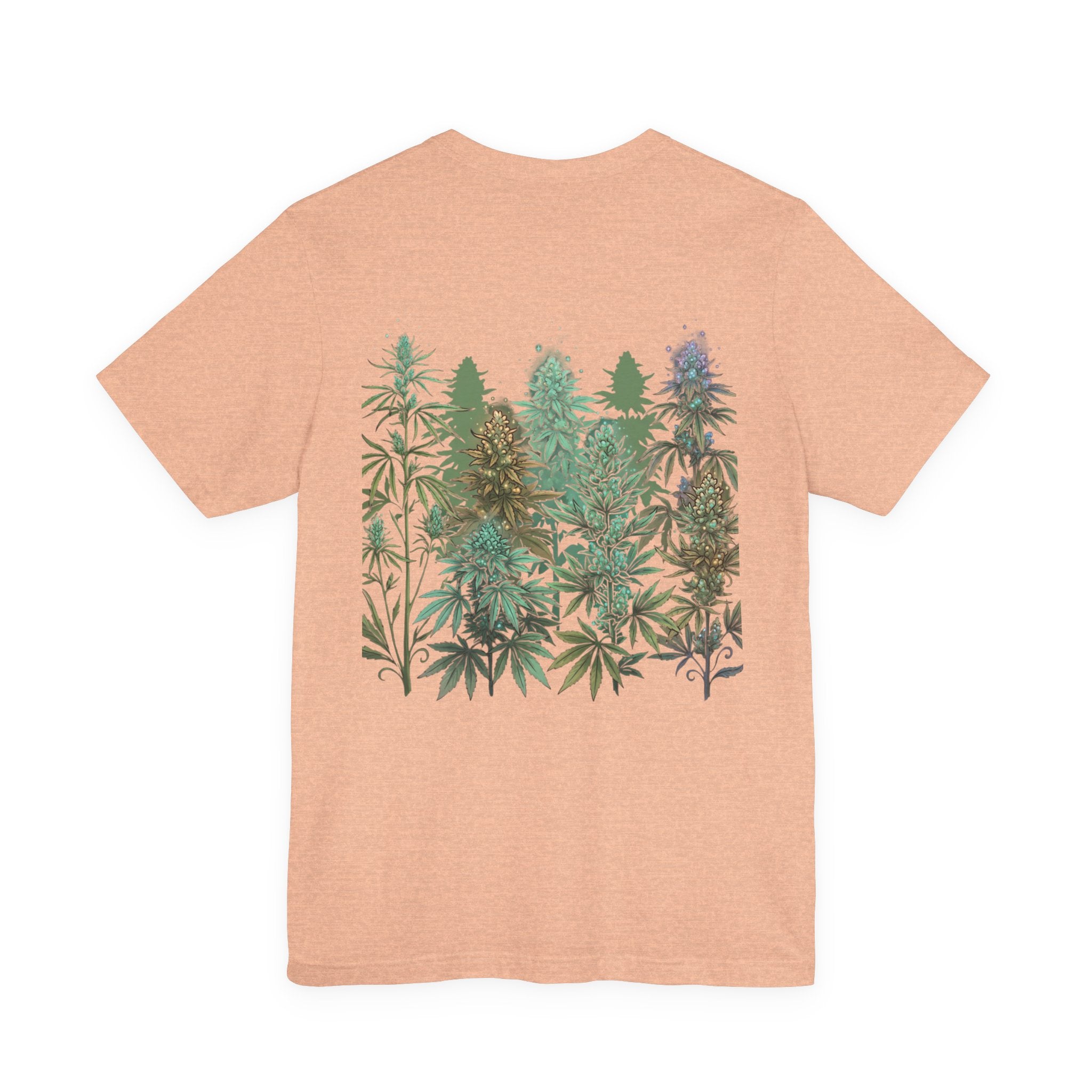 T-Shirt — 'Anger Don't Exist Here' Green Forest Spirit Graphic Tee (Front/Back Cannabis Plant Design)