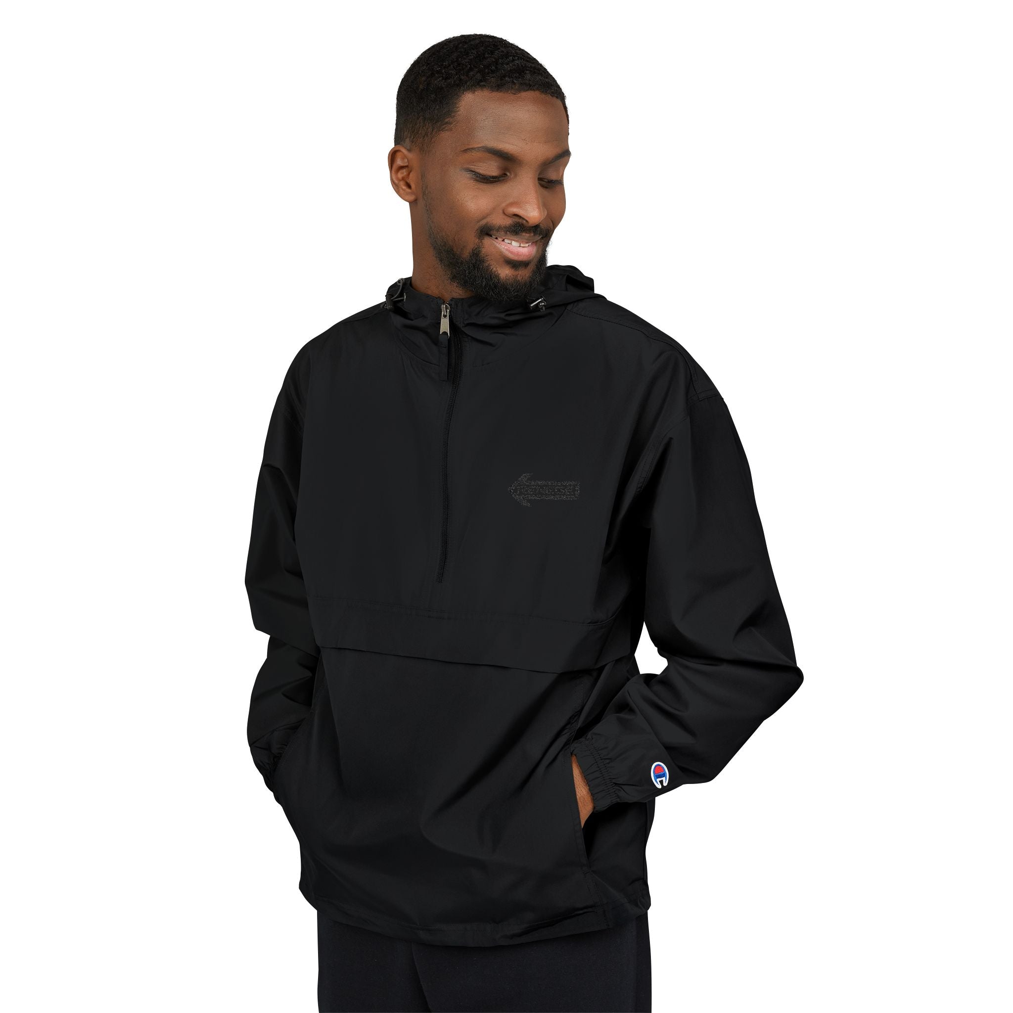 Orange Packable Anorak Jacket with Chest Patch