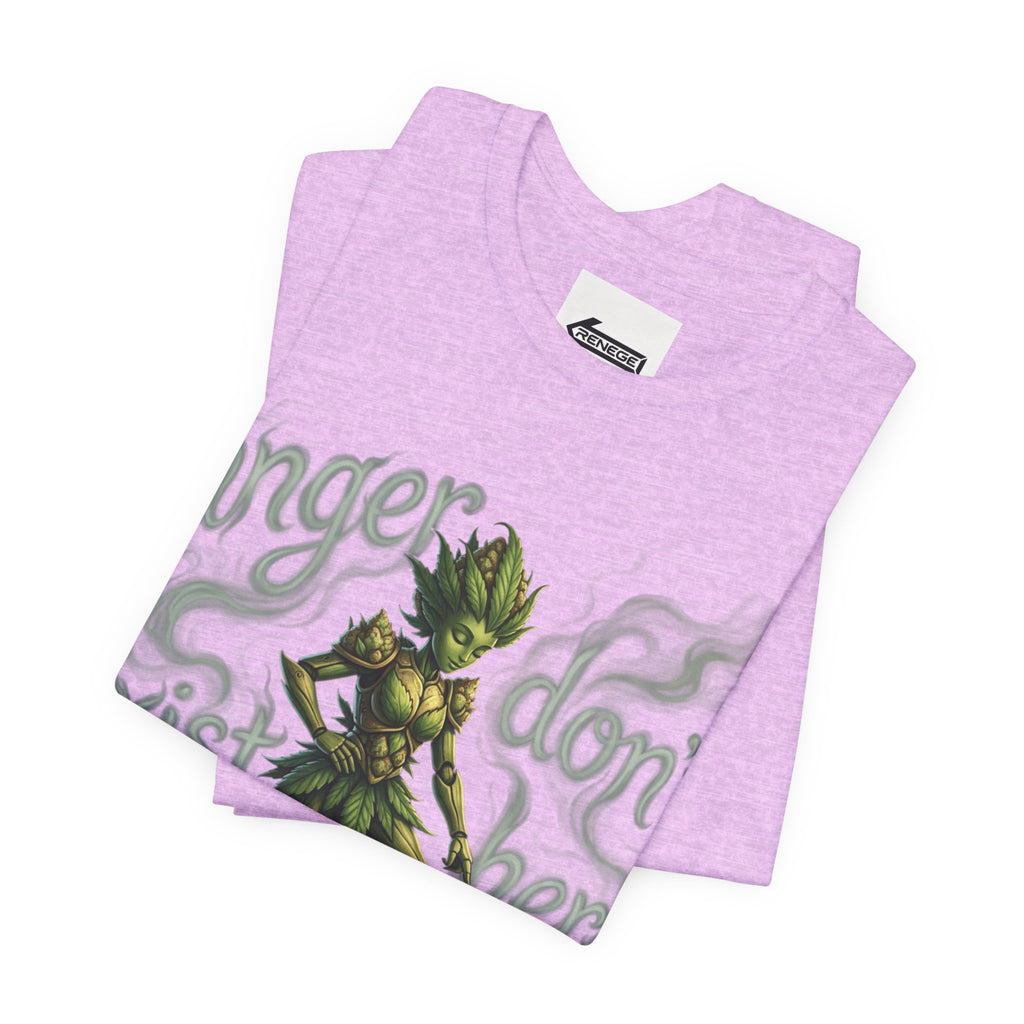 T-Shirt — 'Anger Don't Exist Here' Green Forest Spirit Graphic Tee (Front/Back Cannabis Plant Design)