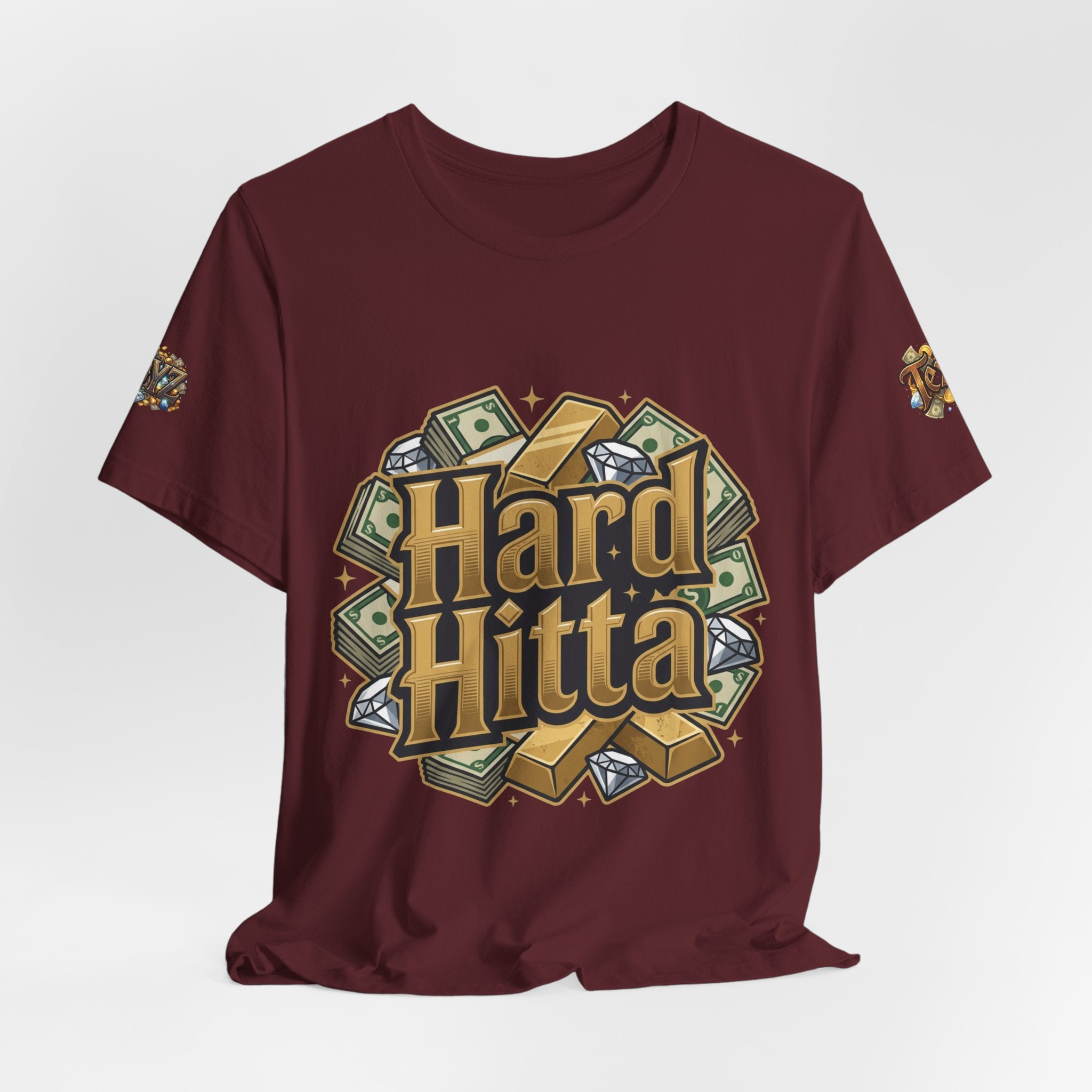 Hard Hitta Money Graphic Tee — Retro Cash & Gold Logo T-Shirt