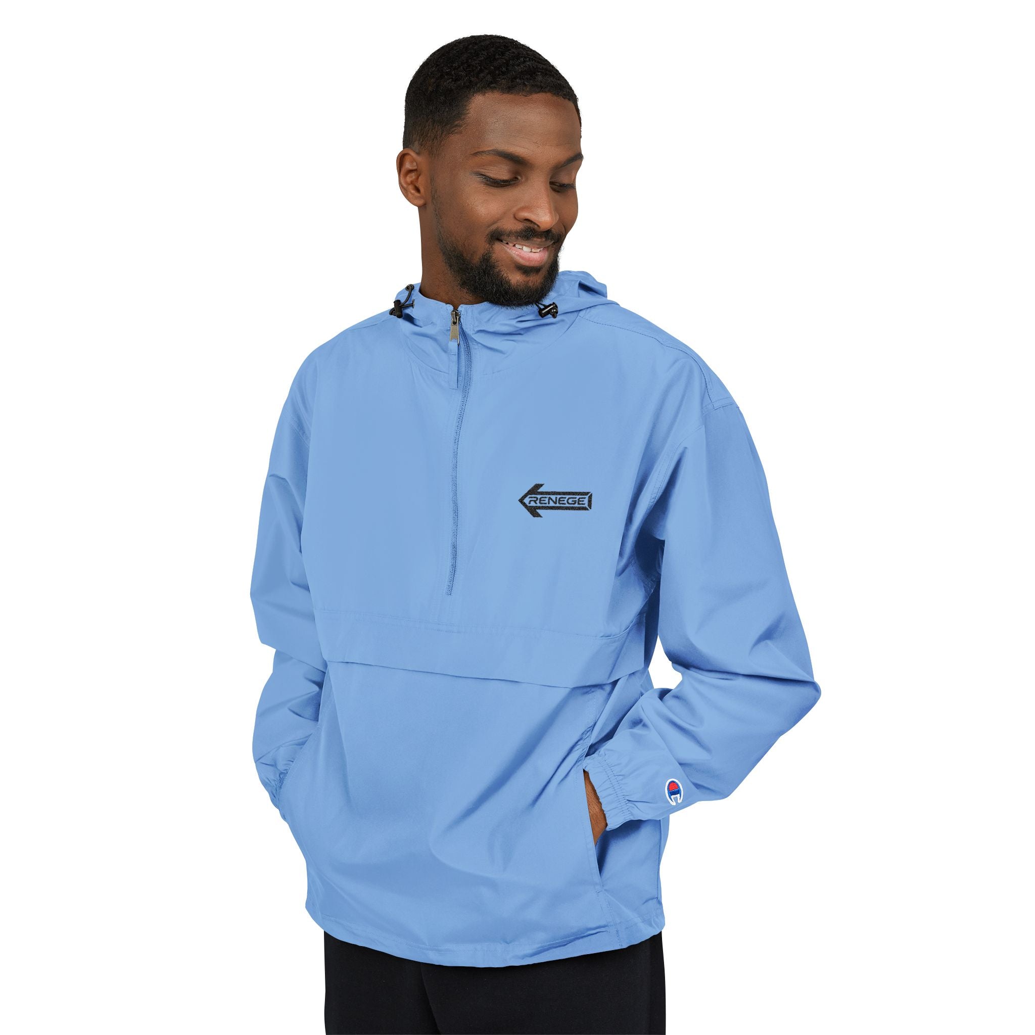 Orange Packable Anorak Jacket with Chest Patch