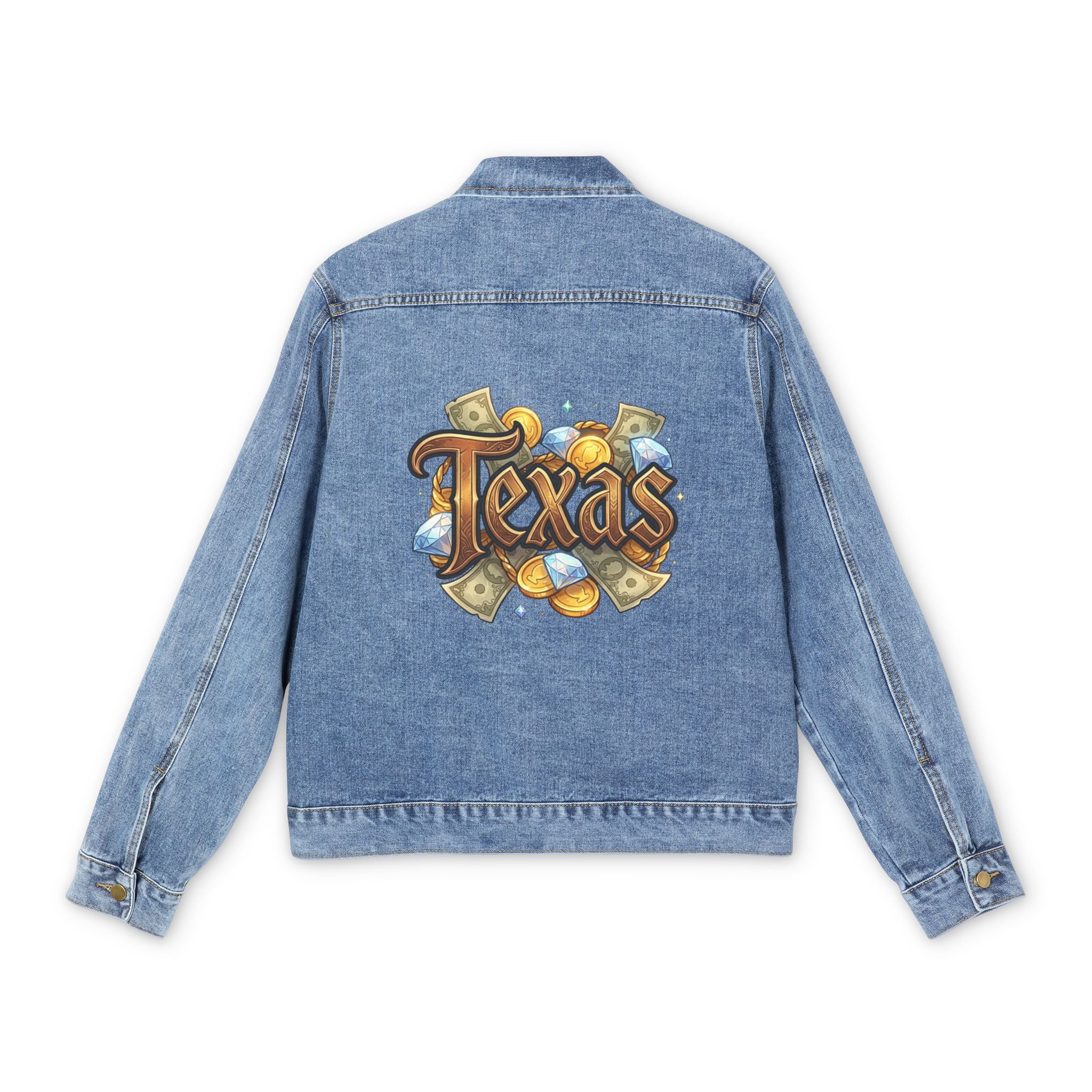 Texas Graphic Denim Jacket — Money & Gold Logo Back Print