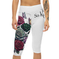 Floral Rose & Butterflies Capri Leggings — Women’s Garden Tattoo Print