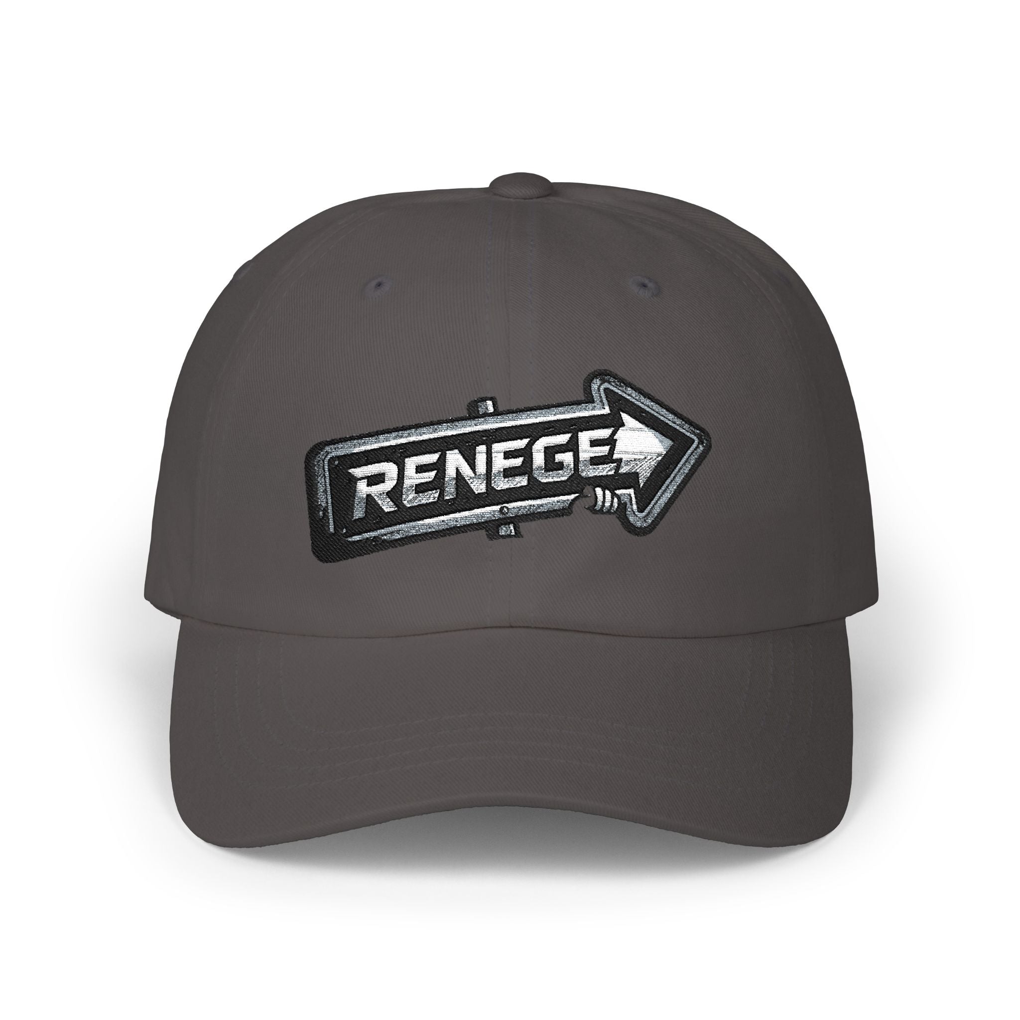 Renegé Arrow Dad Cap — Embroidered White Baseball Hat