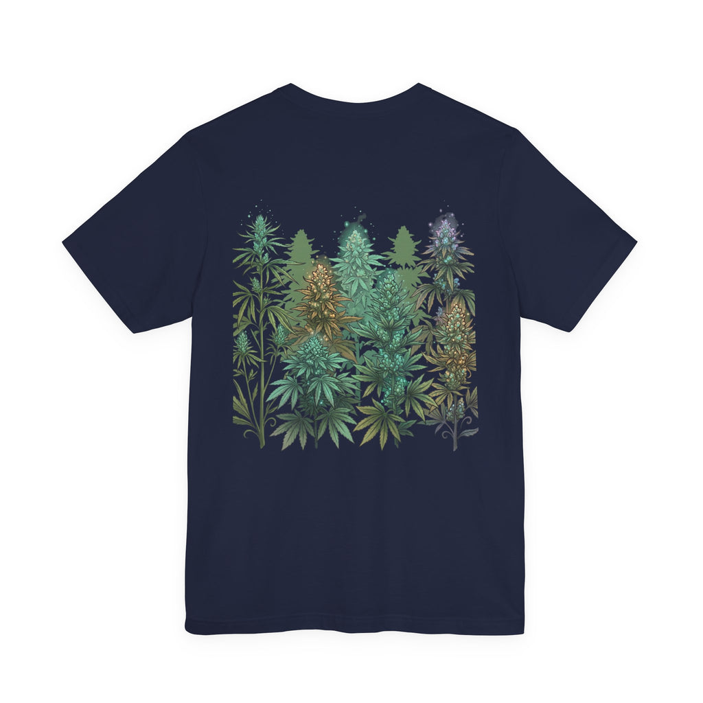 T-Shirt — 'Anger Don't Exist Here' Green Forest Spirit Graphic Tee (Front/Back Cannabis Plant Design)