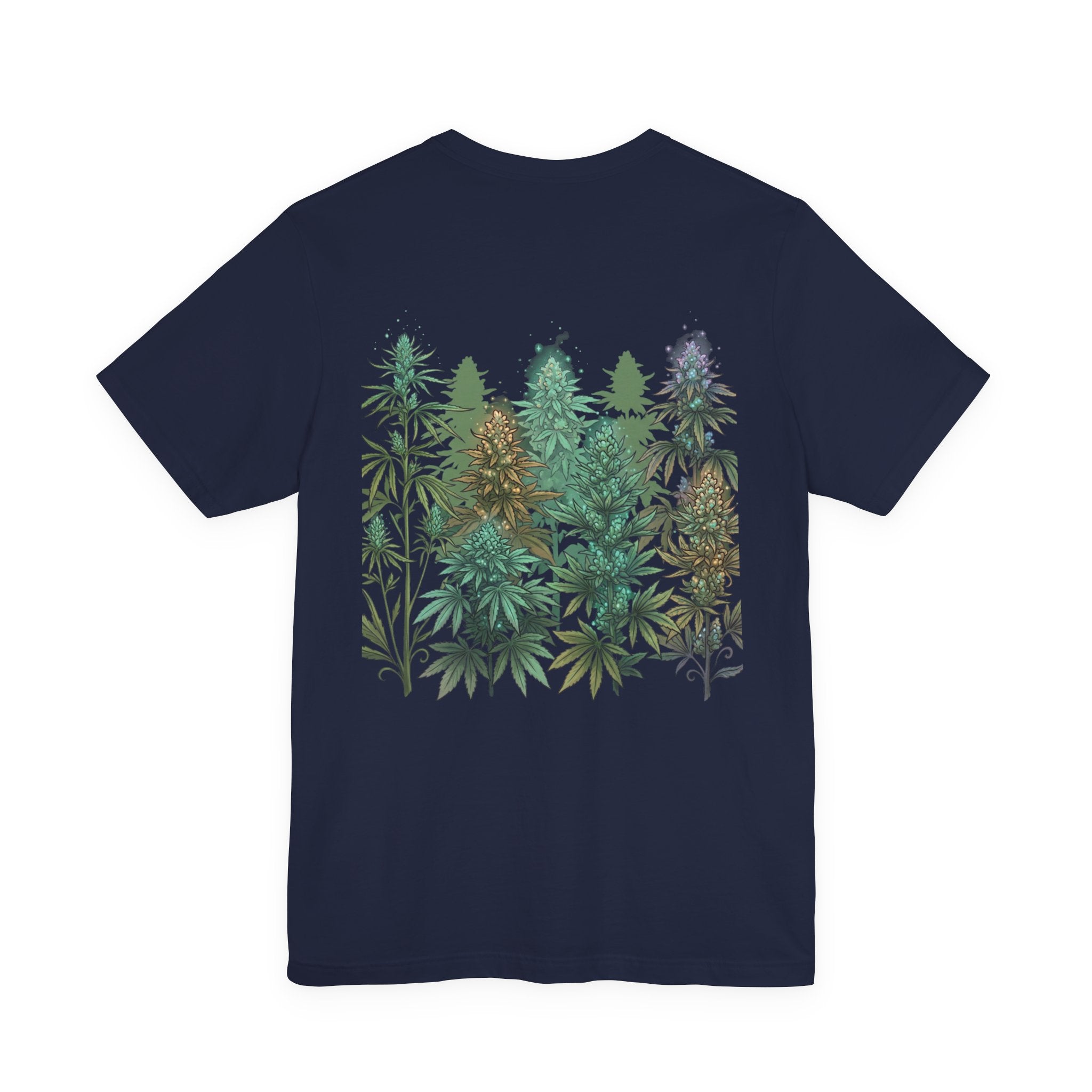 T-Shirt — 'Anger Don't Exist Here' Green Forest Spirit Graphic Tee (Front/Back Cannabis Plant Design)