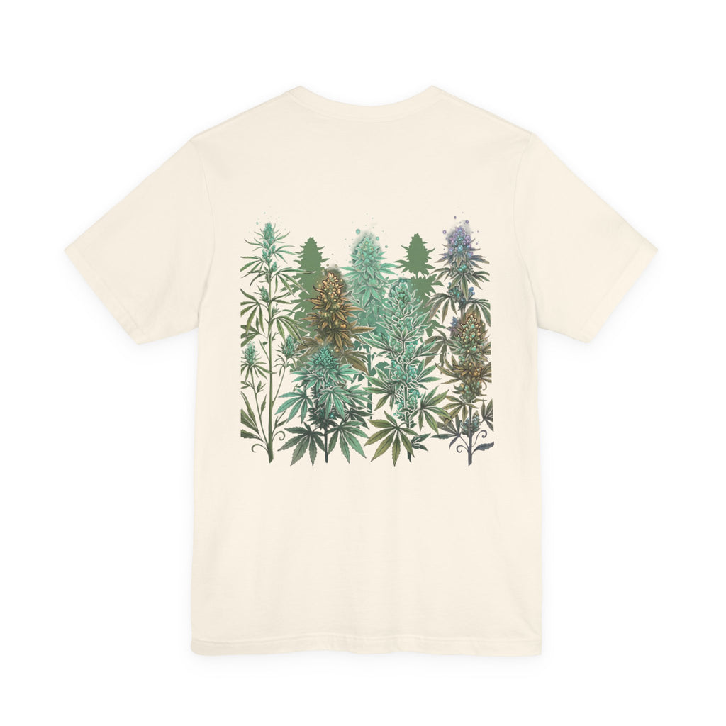 T-Shirt — 'Anger Don't Exist Here' Green Forest Spirit Graphic Tee (Front/Back Cannabis Plant Design)
