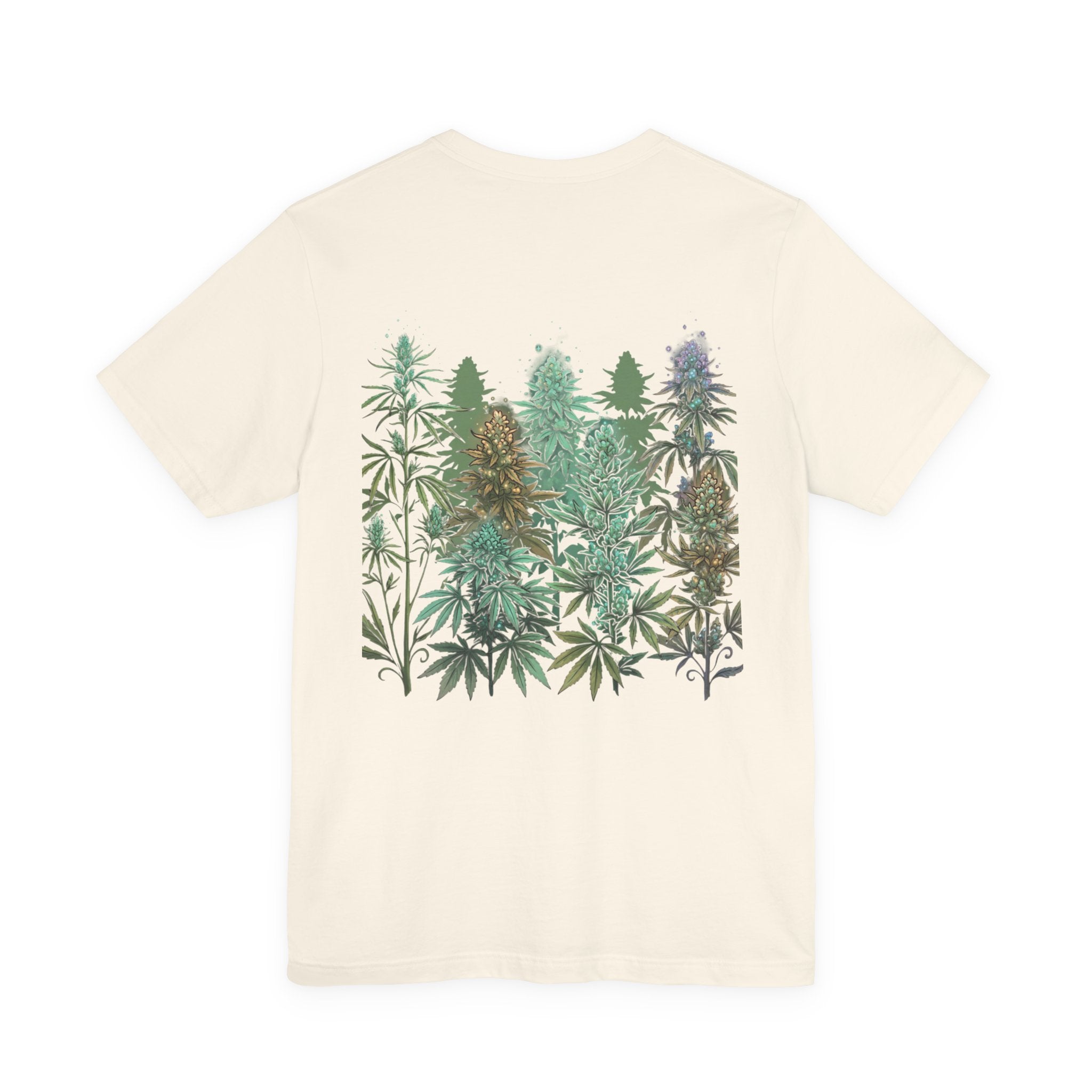 T-Shirt — 'Anger Don't Exist Here' Green Forest Spirit Graphic Tee (Front/Back Cannabis Plant Design)