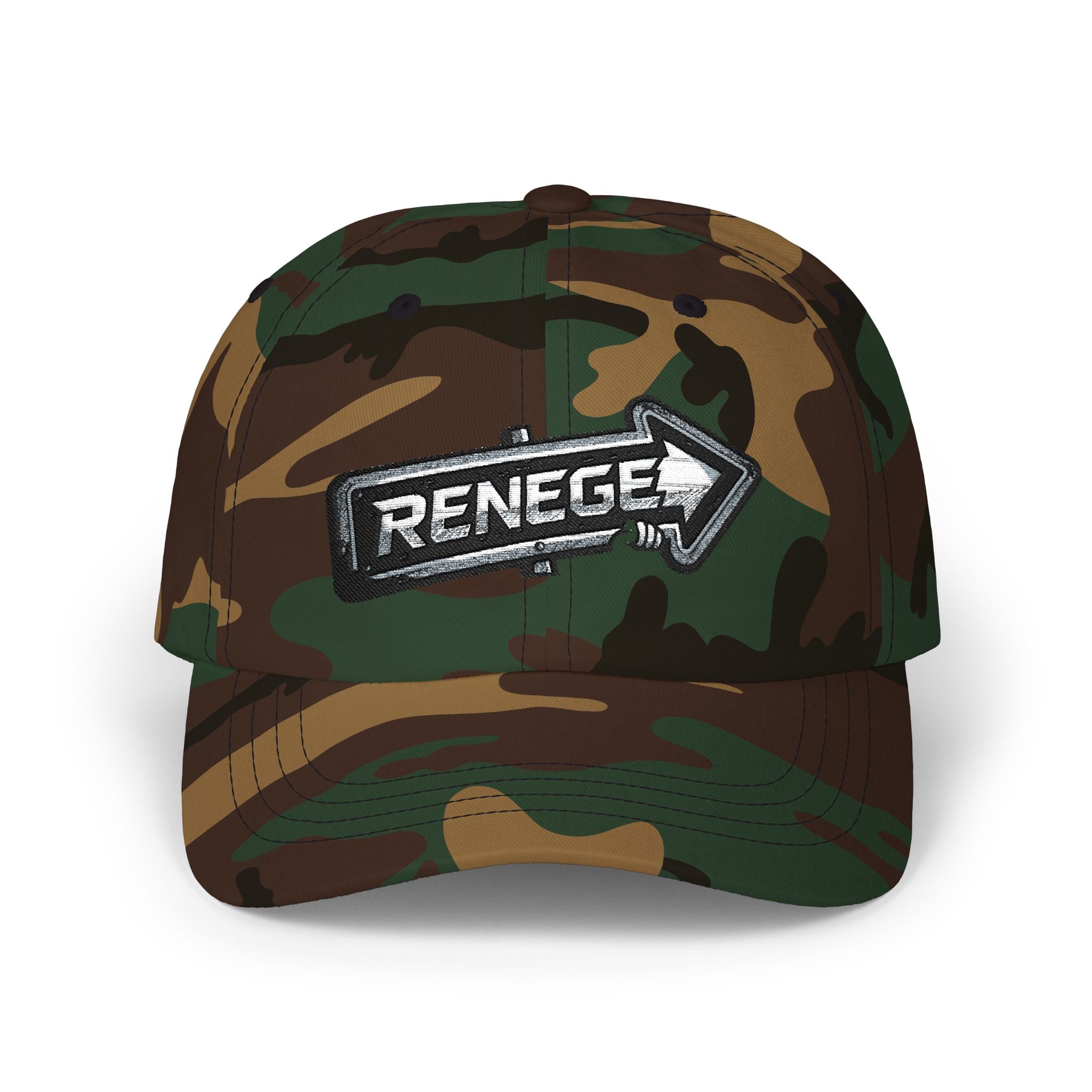 Renegé Arrow Dad Cap — Embroidered White Baseball Hat