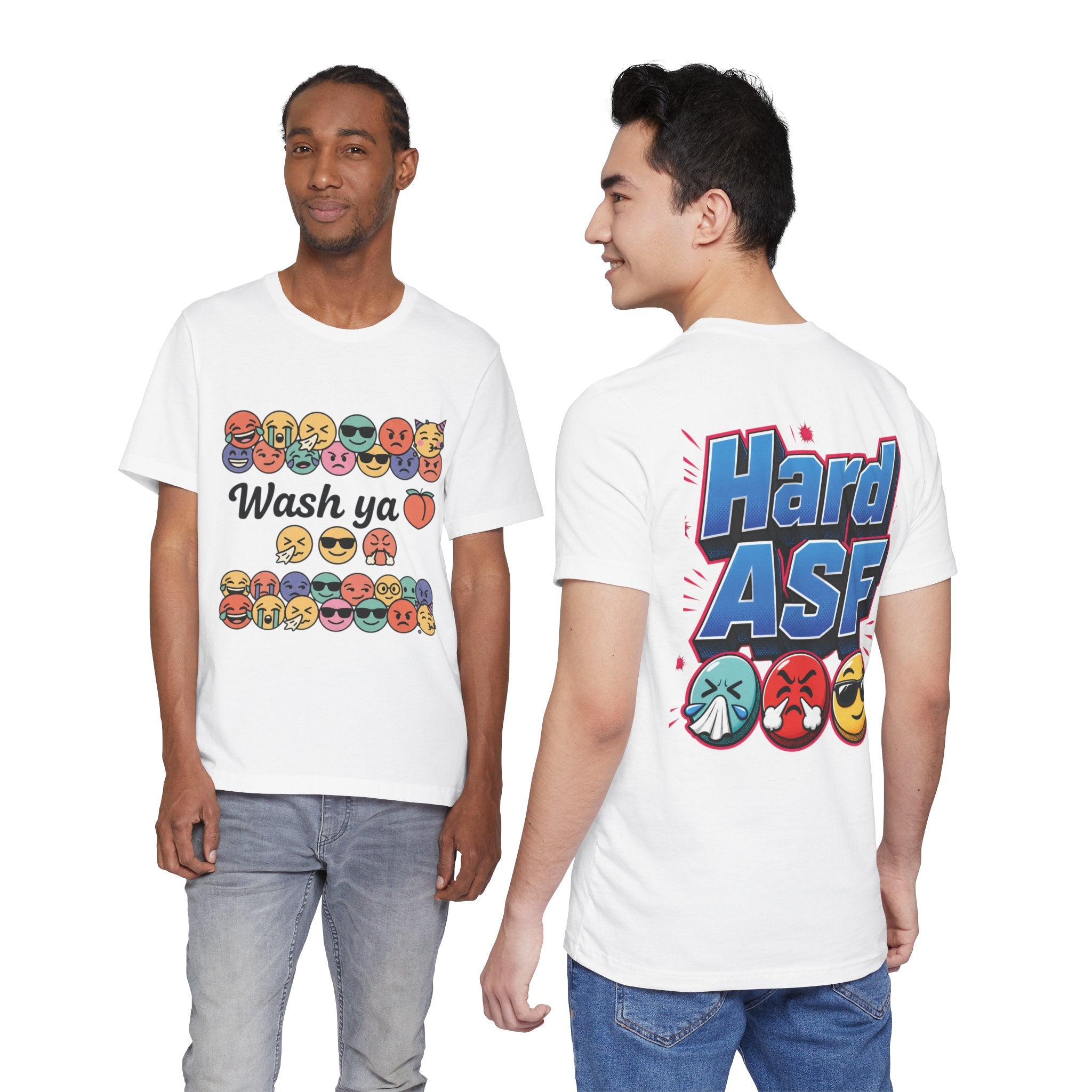 Wash Ya / Hard ASF Emoji Graphic Tee — Funny Emoji Face T-Shirt