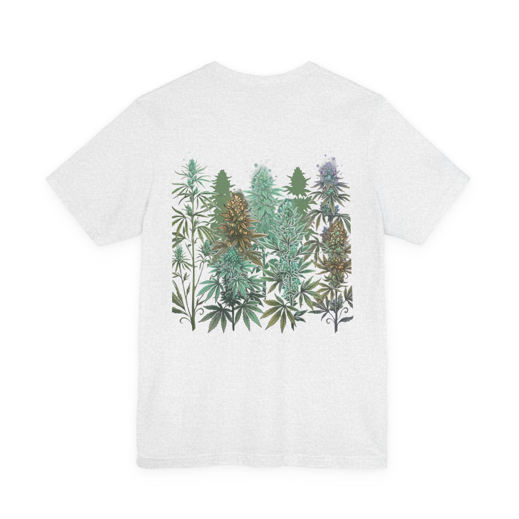 T-Shirt — 'Anger Don't Exist Here' Green Forest Spirit Graphic Tee (Front/Back Cannabis Plant Design)