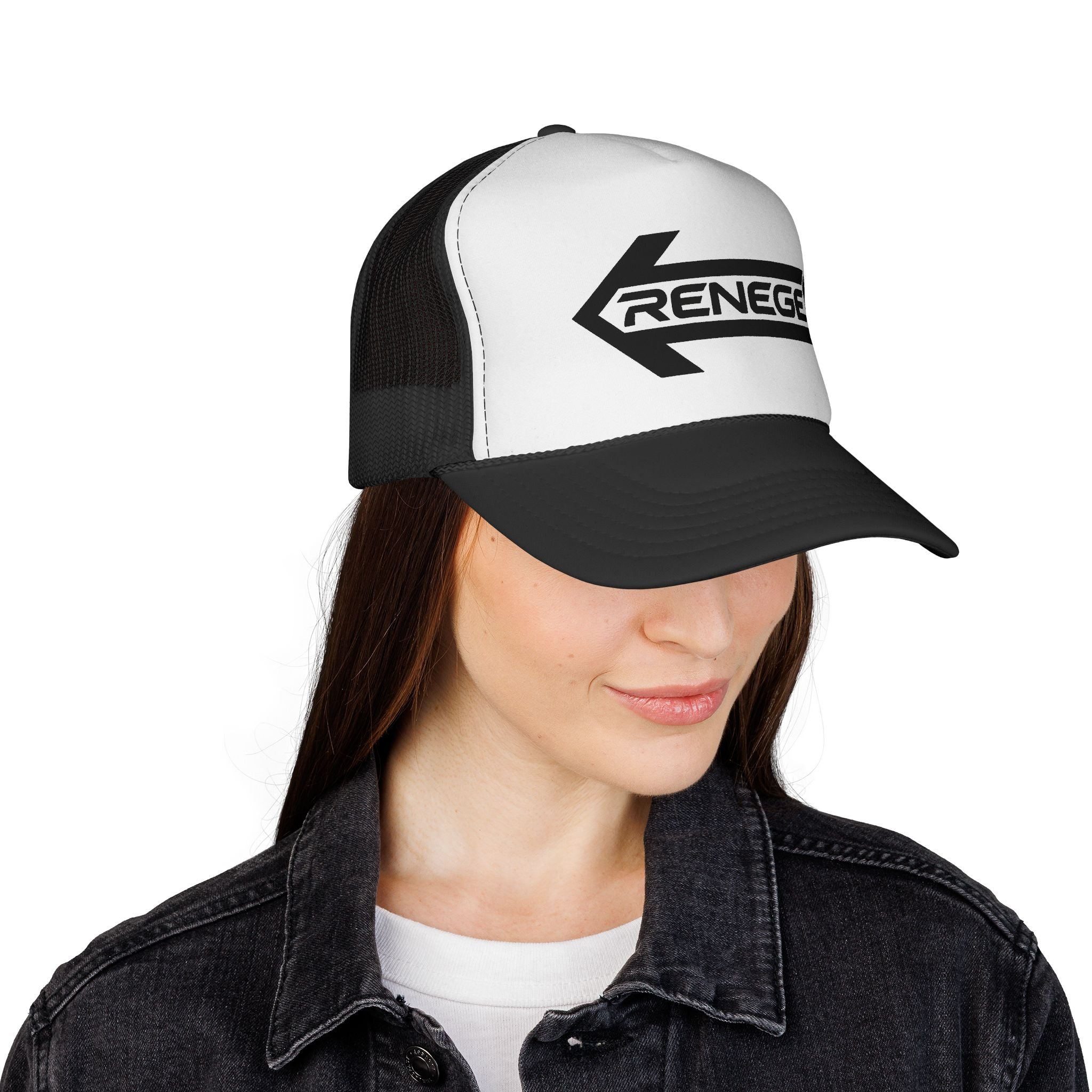 Renegade Arrow Trucker Hat — Retro Bold Logo Mesh Cap
