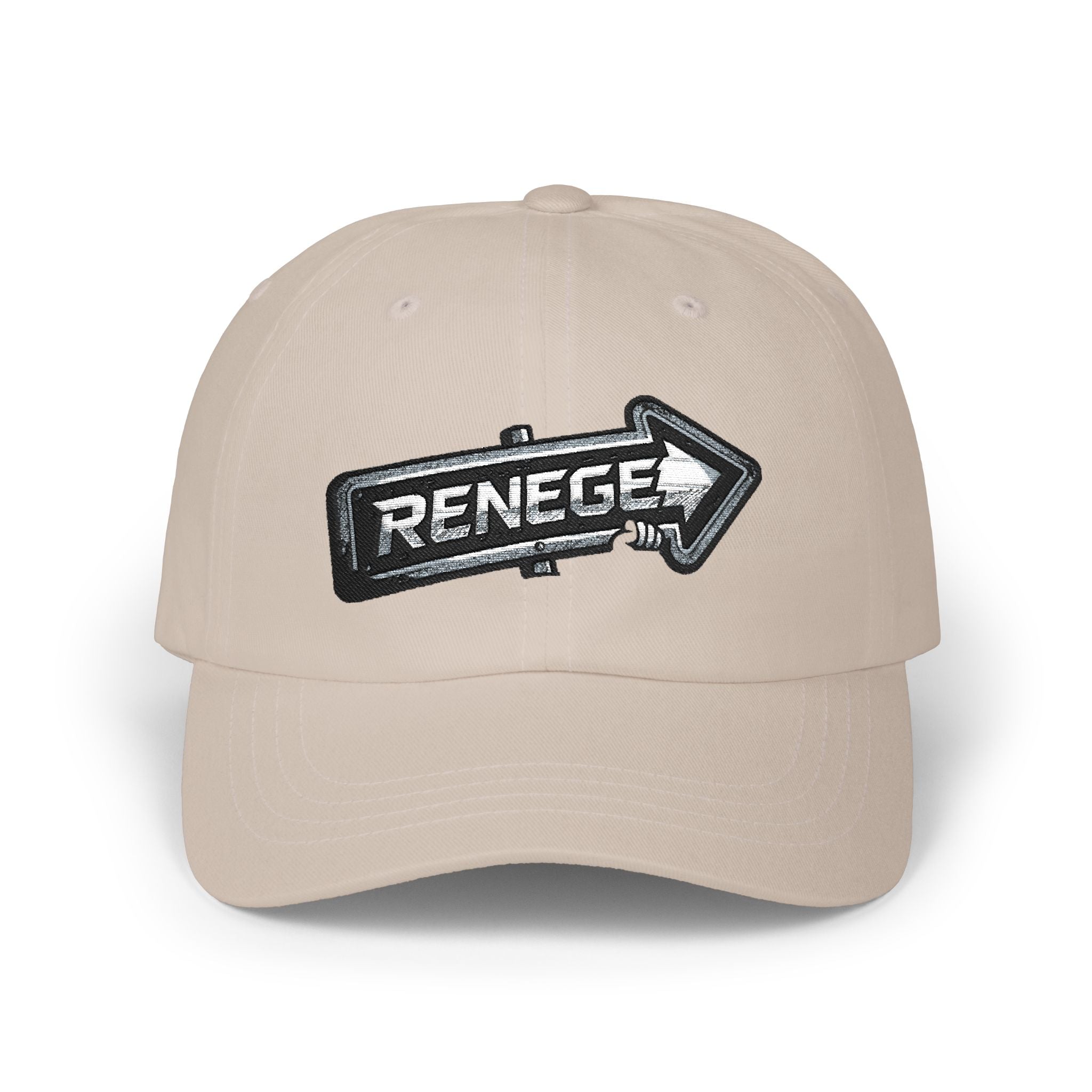 Renegé Arrow Dad Cap — Embroidered White Baseball Hat
